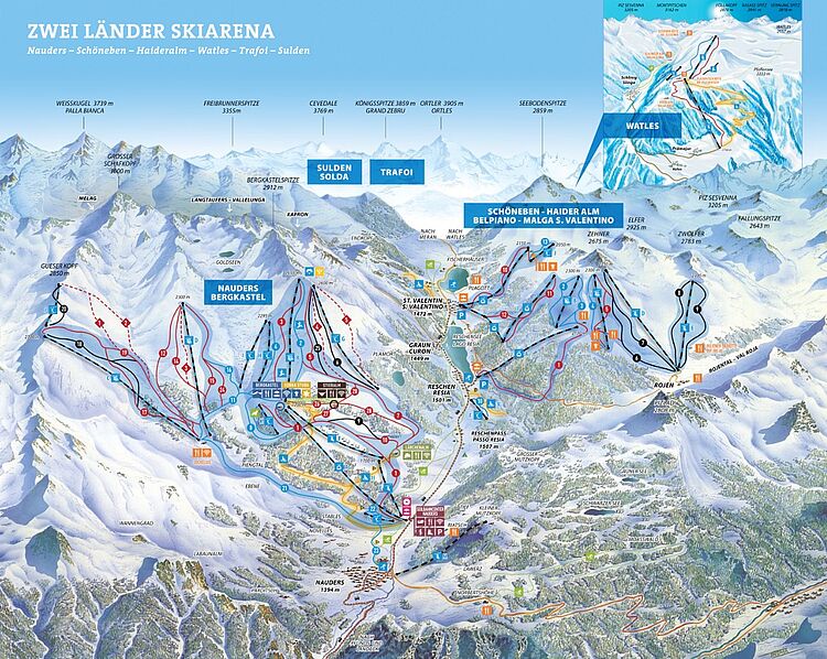 Current trail map Nauders - Reschenpass